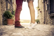 Young couple kissing outdor Young couple kissing outdor