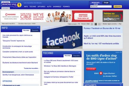 Rogers ferme huit sites, dont Branchez-vous et Showbizz.net Branchez-vous attire mensuellement une moyenne de 435 000... (Photo: site Branchez-vous.com)