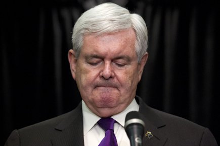 Newt Gingrich a peiné à retenir ses larmes... (Photo: AP)