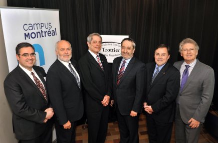 De gauche à droite : Miguel F. Anjos, Christophe Guy, Lorne M. Trottier, Guy Breton, Michel Patry et John Parisella.