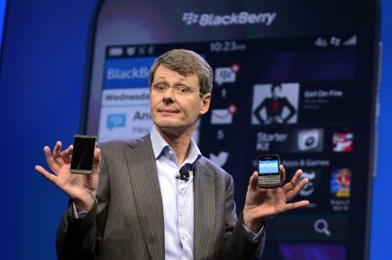 BlackBerry supprime 4500 emplois Le PDG de BlackBerry, Thorsten Heins, lors du... (Photo TIMOTHY A. CLARY, AFP)