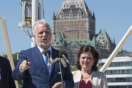 Philippe Couillard lors d'un point de presse à Québec, le 2 juin.