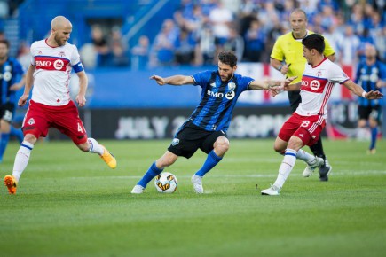 Ignacio Piatti lors du match aller de la finale du Championnat canadien entre le Toronto FC et l'Impact de Montreal au stade Saputo