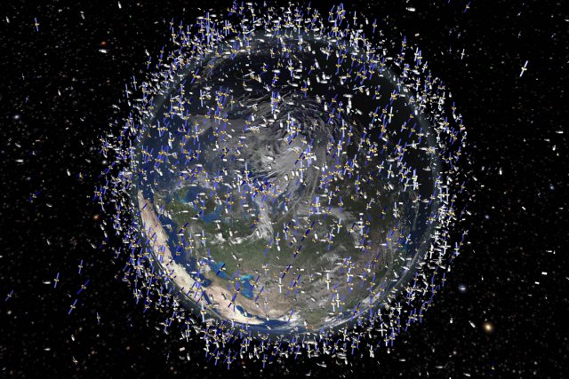 Image de synthèse sur la représentation des satellites artificiels