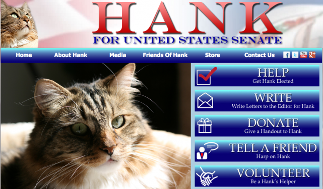 La page d'accueil du candidat Hank, qui tente... (Photo tirée d'internet)