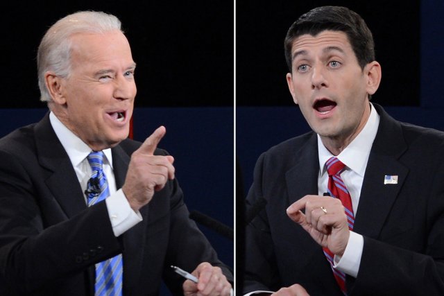 Joe Biden et Paul Ryan, avant le débat.... (Photo AFP)