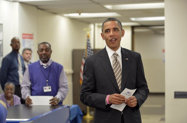 Le président des États-Unis, Barack Obama, a voté... (Photo: Mandel NGAN, AFP)