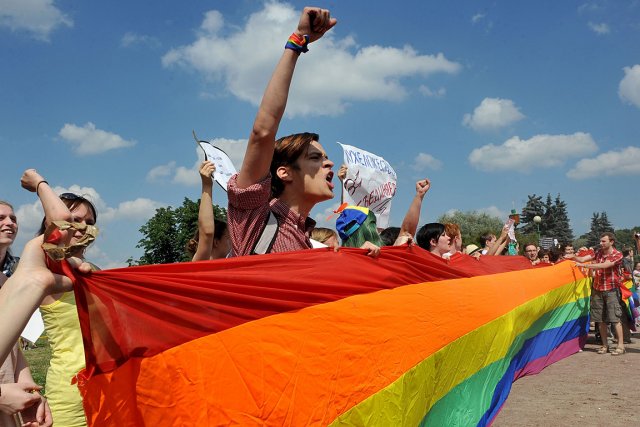 Sur la photo, des activistes homosexuels lors d'un... (Photo archives AFP)