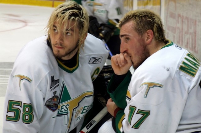 Kristopher Letang et Brad Marchand ont joué ensemble... (Photo Andy Klink, fournie par les Foreurs de Val-d'Or)