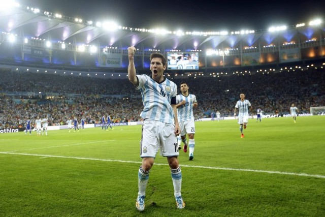 Lionel Messi célèbre son but inscrit en deuxième... (Photo: AP)