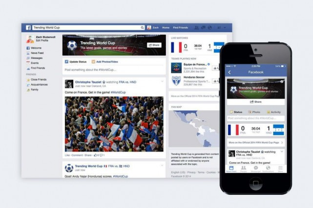 Facebook a ciblé la Coupe du monde dans... (Photo Facebook/AP)