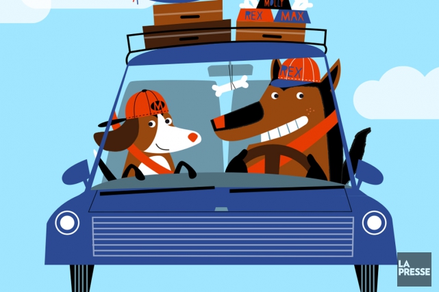Les voyageurs nord-américains sont plus enclins que jamais à inclure leur chien... (Illustration Julien Chung, La Presse)