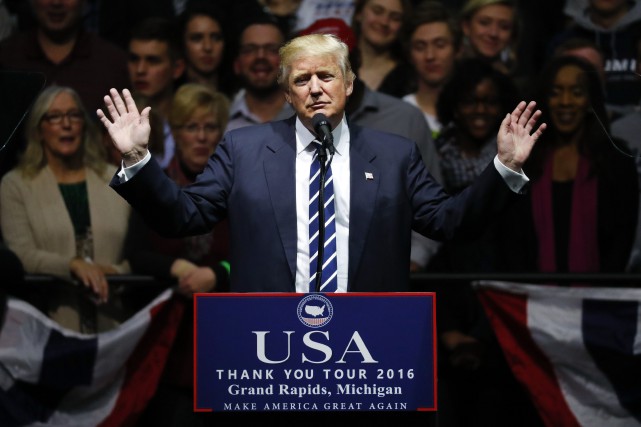 Donald Trump au Michigan dans le cadre de... (Photo AP)