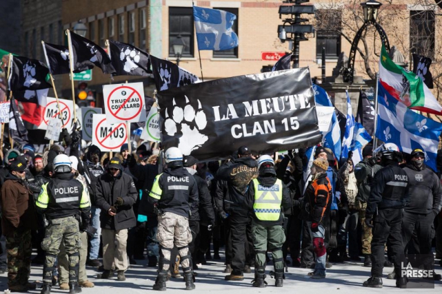 Des groupes d'extrême droite comme La Meute tentent... (PHOTO SIMON GIROUX, LA PRESSE)
