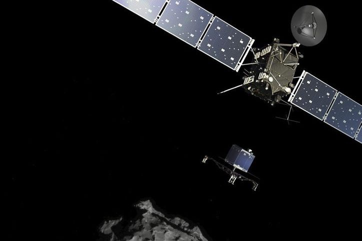 Европейский модуль Philae осуществляет посадку на поверхность кометы Чурюмова-Герасименко
