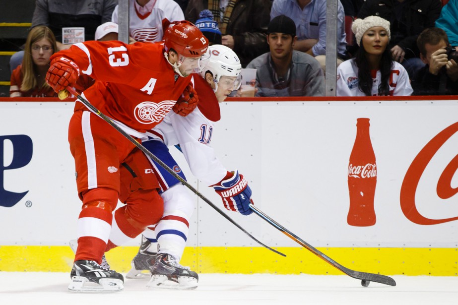 Pavel Datsyuk et Brendan Gallagher... (PHOTO RICK OSENTOSKI, ARCHIVES AP)
