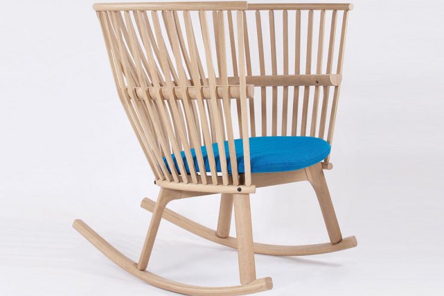 La plus belle chaise... La berçante Étoffe, en chêne blanc, a été... (PHOTO NANCY PELLAND, FOURNIE PAR L'EMPREINTE QUÉBÉCOISE)