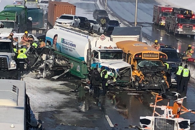 Carambolage majeur sur l'autoroute 15 à La Prairie