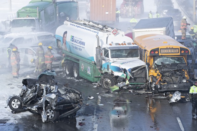 Carambolage majeur à La Prairie: au moins neuf blessés graves