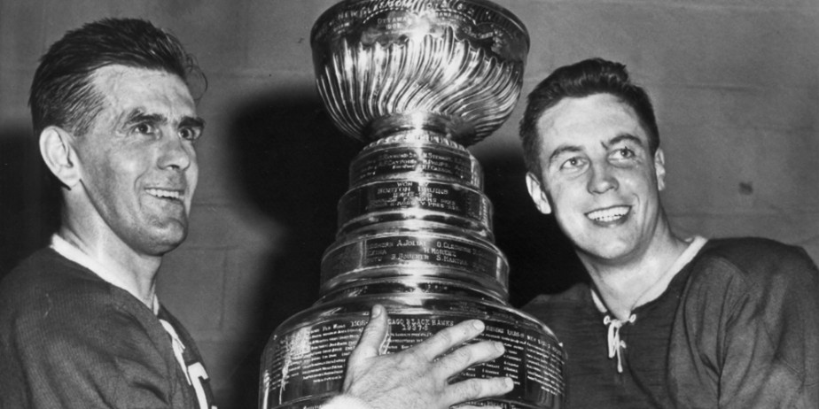 Maurice Richard et Jean Béliveau lors de leur... (archives La Presse)
