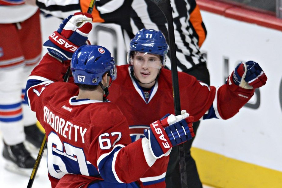 Brendan Gallagher (11) se réjouit avec Max Pacioretty... (PHOTO BERNARD BRAULT, LA PRESSE)