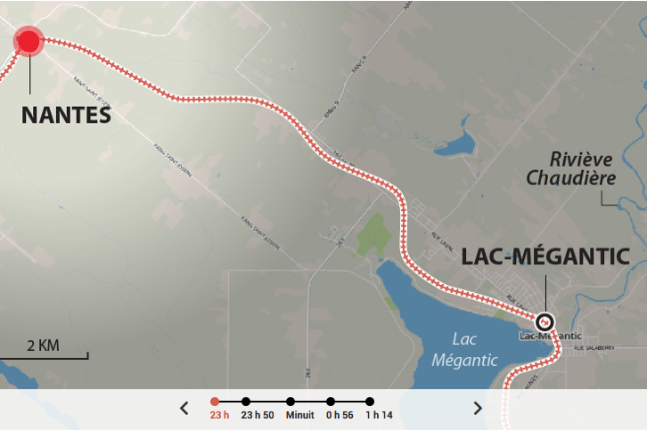 La tragédie ferroviaire du 6 juillet 2013 à Lac-Mégantic a... (Capture d'écran)
