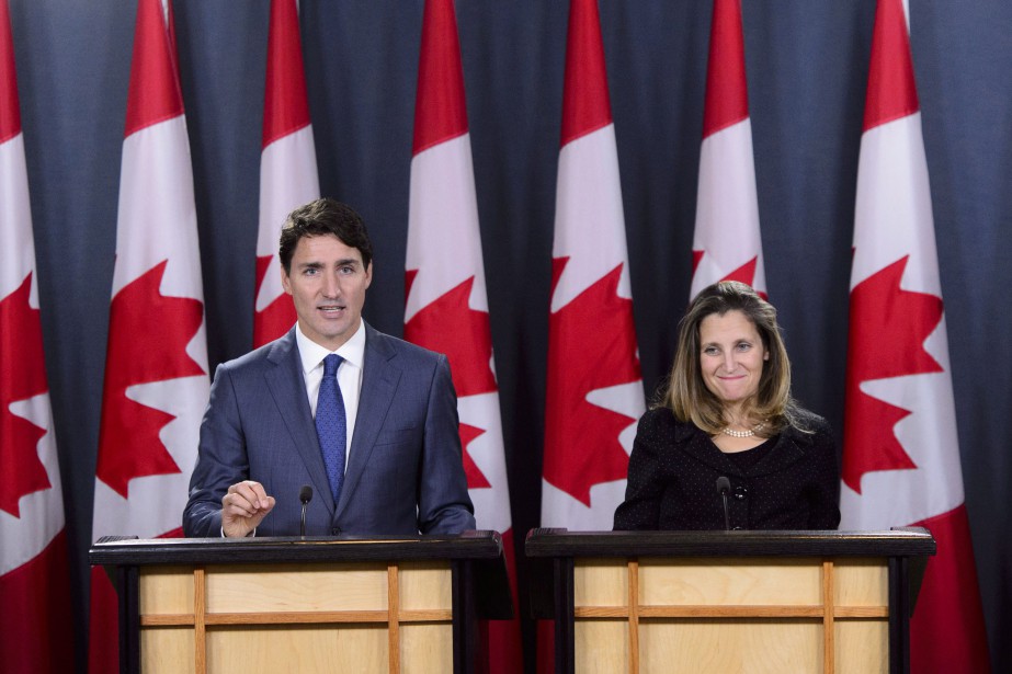 Justin Trudeau et Chrystia Freeland... (Photo Sean Kilpatrick, La Presse canadienne)